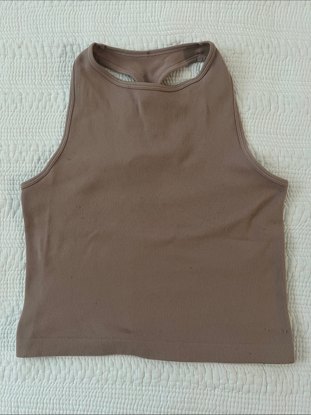 Free People Ribbed High-Neck Tank - Taupe Brown